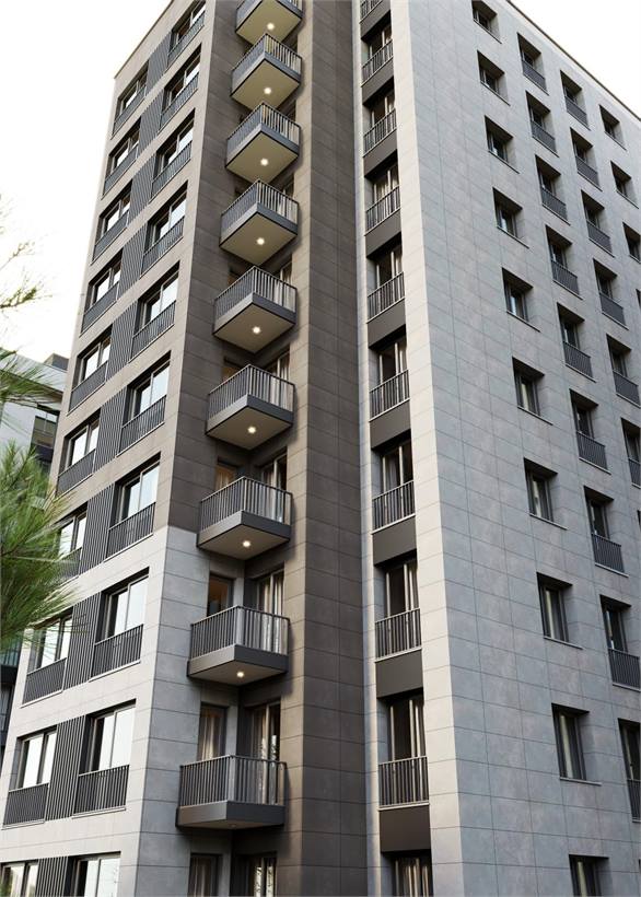 Devam eden projede çıkma balkonlar ve cephe detayı
