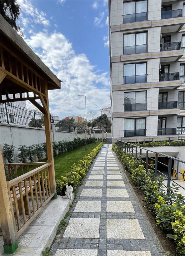 Bloklar arasındaki yürüyüş yolu ve peyzaj düzenlemesi